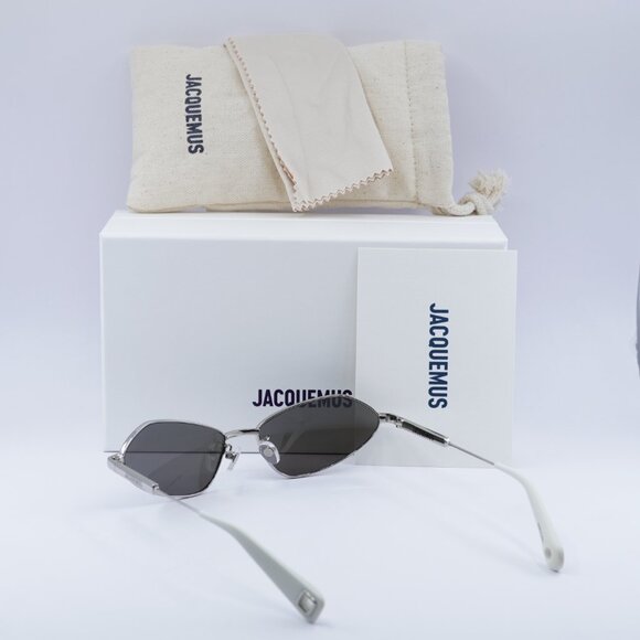 Jacquemus BAMBINO METAL JAC/68 C3 Sunglasses Silver Cat Eye Frame, Grey Lenses - Picture 12 of 12